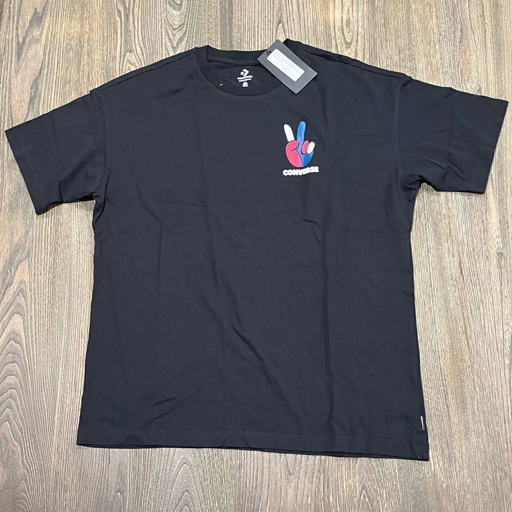 NWT Converse Peace Front and Back Tee Short Sleeve Oversized Crewneck Black S